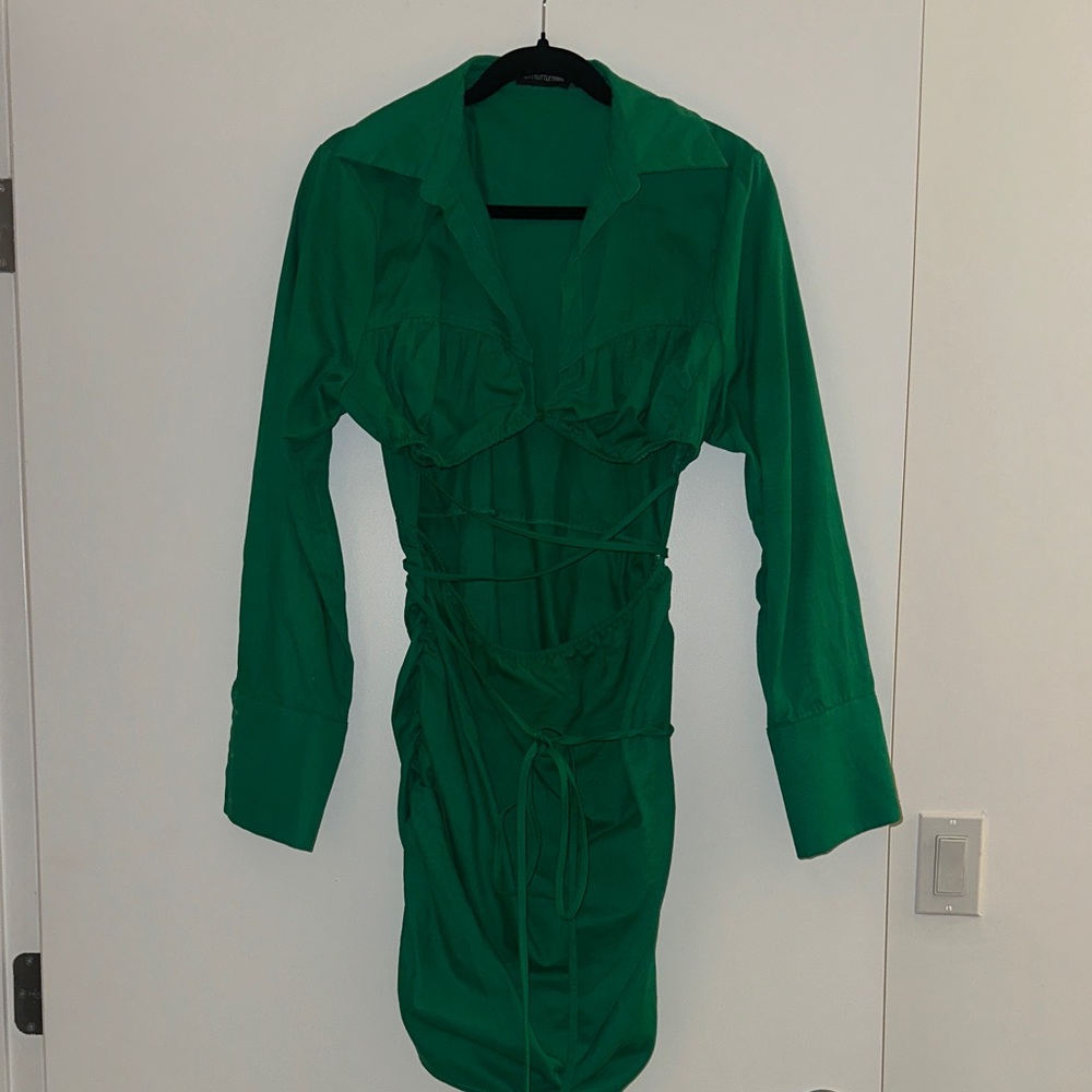 PrettyLittleThing Green Cut Out Dress